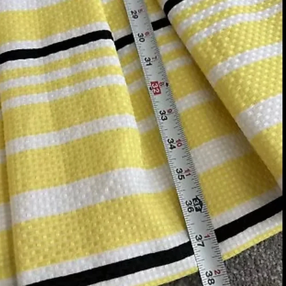 Danny & Nicole‎ Dress 12 Yellow Stripe Pleated Sleeveless Square Neck Fit Flare